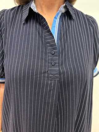 Umgee Linen Striped Polo Dress - All About Me Boutique
