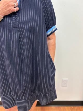 Umgee Linen Striped Polo Dress - All About Me Boutique
