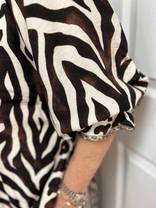 Umgee Mixed Animal Print Tie-Waist Midi Dress - All About Me Boutique
