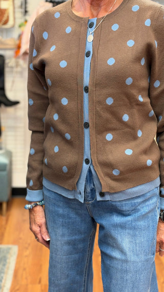 Umgee Polka Dot Contrast Trim Cardigan - All About Me Boutique