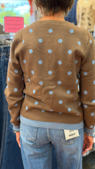 Umgee Polka Dot Contrast Trim Cardigan - All About Me Boutique