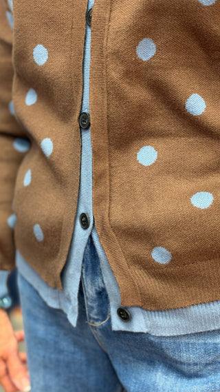 Umgee Polka Dot Contrast Trim Cardigan - All About Me Boutique