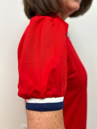 Umgee Puff Sleeve Zip Front Knit Top - All About Me Boutique
