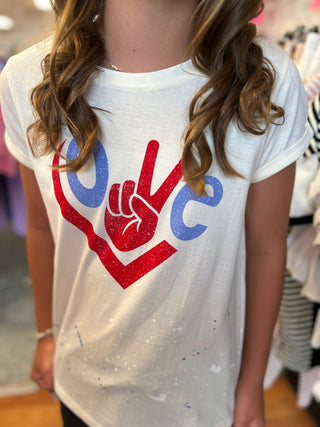 USA 250 Love & Peace Girls Graphic Tee - All About Me Boutique