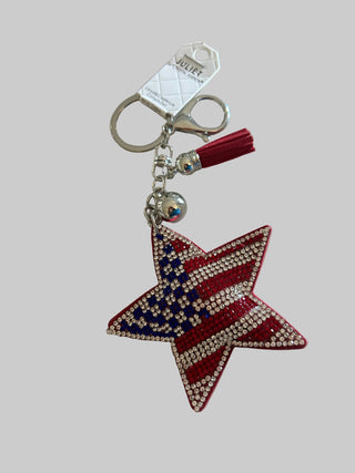 USA Flag Star Keychain Rhinestone - All About Me Boutique