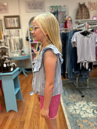 Vig - Girls Striped Gauze Crop Top - All About Me Boutique