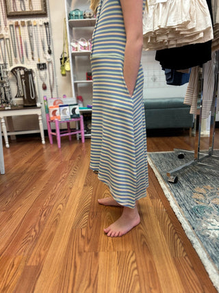 Vignette Girls Blue Multi Stripe T-Shirt Dress - All About Me Boutique