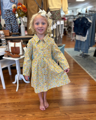 Vignette Girls Floral Shirtwaist Dress - Tie Waist - All About Me Boutique