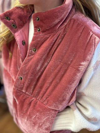 Vignette Velvet Puffer Vest - All About Me Boutique