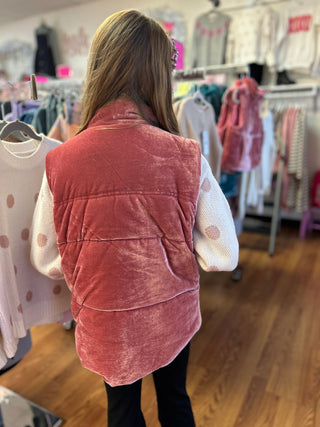 Vignette Velvet Puffer Vest - All About Me Boutique
