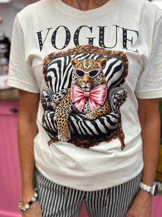 Vogue Leopard with Pink Bow Blingy Tee - All About Me Boutique