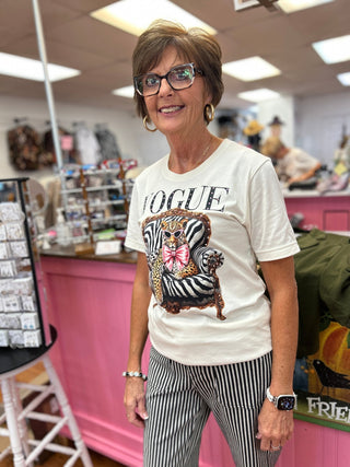 Vogue Leopard with Pink Bow Blingy Tee - All About Me Boutique