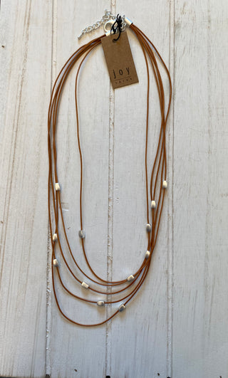 Joy - Multi Strand Leather and Bead Necklace (Gina B's)