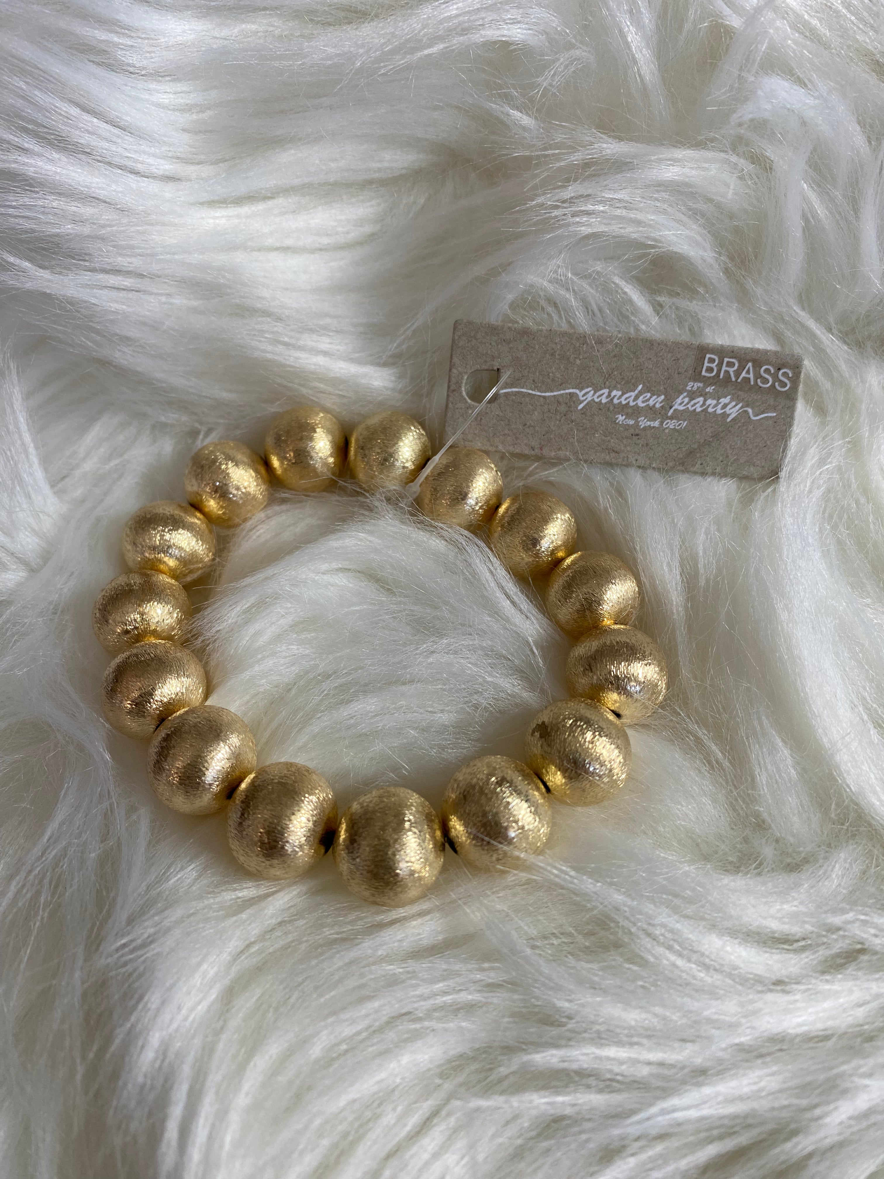 MK - Brushed Metal Beaded Necklace & Bracelet