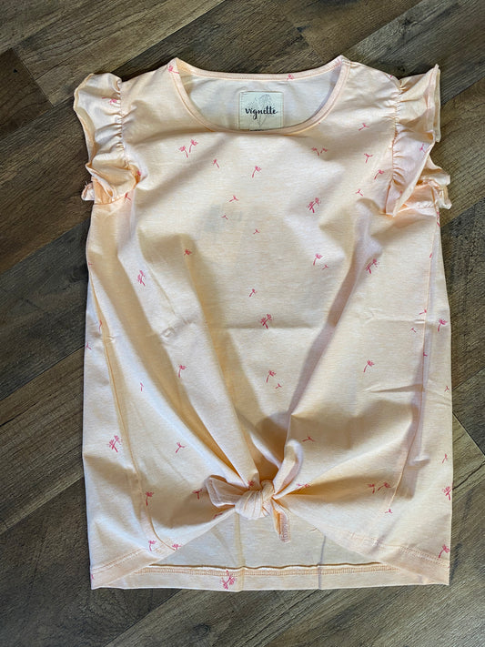 Vin- Girls Peach Tie Front Top (Kidding Around)