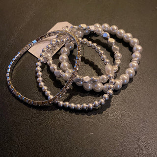 MK - Pearl and Rhinestones Bracelet Stack (Gina B’s) - All About Me Boutique