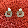 GS-Gold Disc White Circle Earrings (Gina B’s)