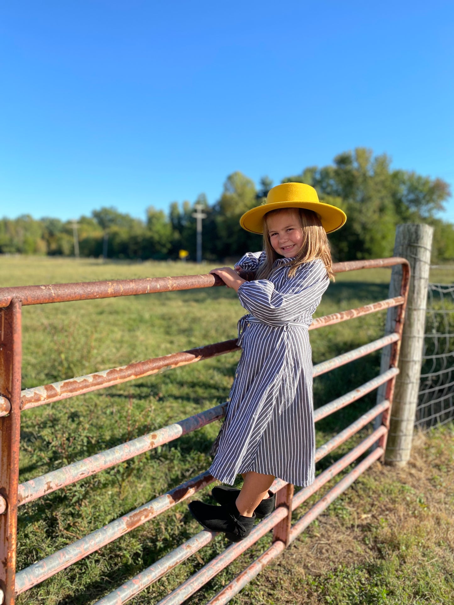 OD-Girls Gray Pinstripe Shirtwaist Dress (Just Kidding Around)