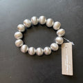MK - Brushed Metal Beaded Necklace & Bracelet
