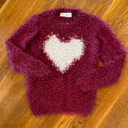 C&C-Girls Fuzzy Heart Sweater (Just Kidding around)
