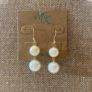 MK - Gold and Pearl Drop Earrings (Gina B's) - All About Me Boutique