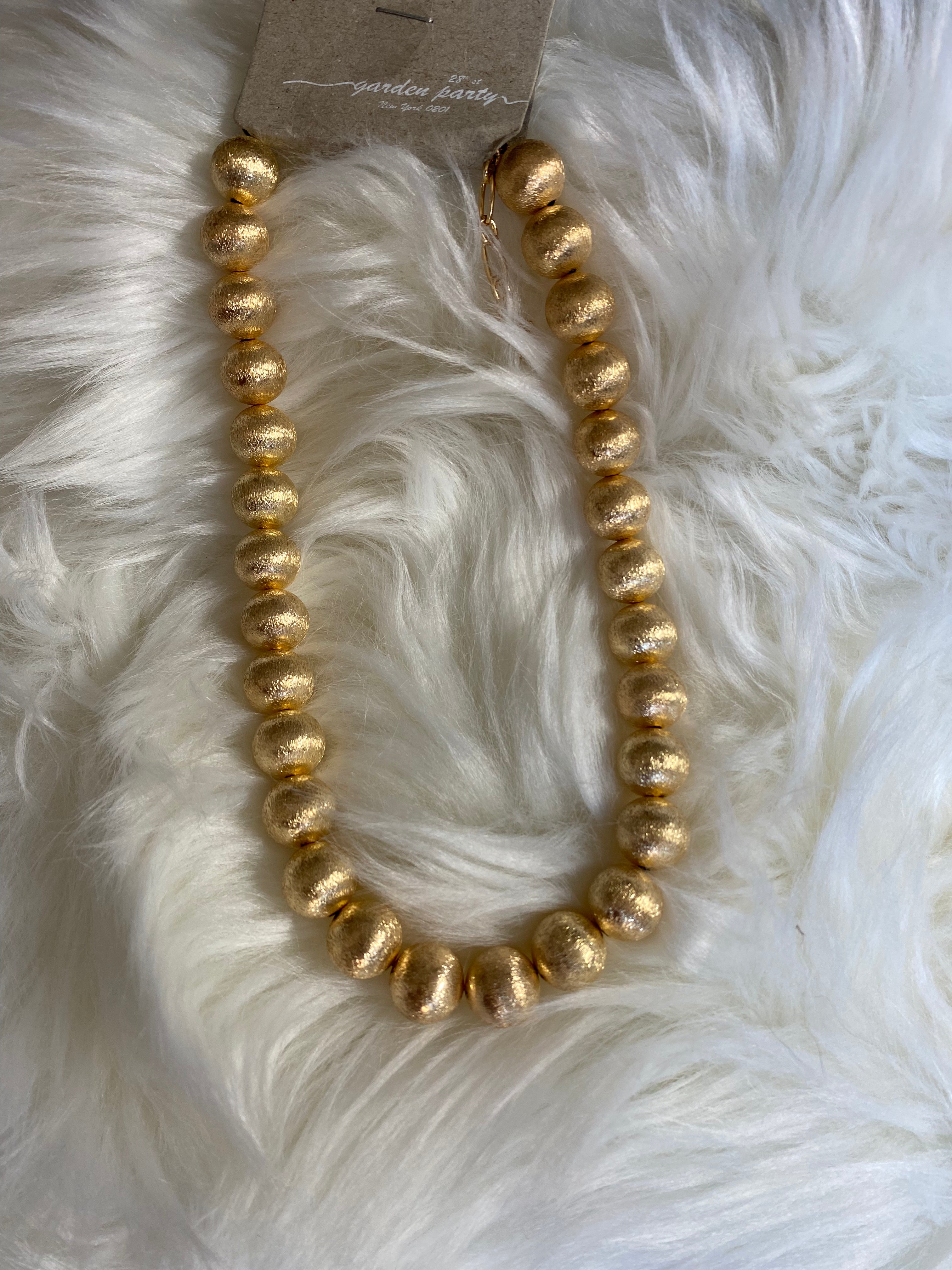 MK - Brushed Metal Beaded Necklace & Bracelet