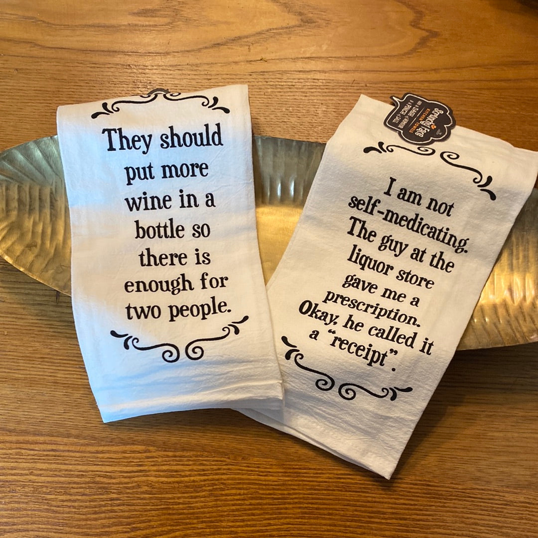 CW Scrunchy Face Tea Towels = Funny Flour Sack Cotton