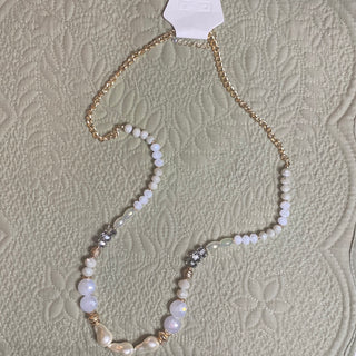 MK - Iridescent Bead, Gold and Pearl Necklace (Gina B’s) - All About Me Boutique