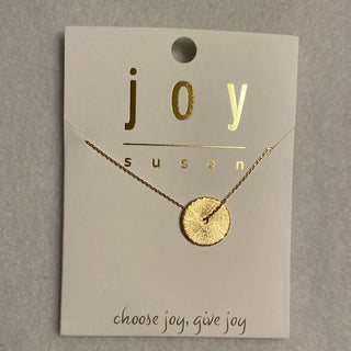 Joy - Gold Textured Disc Pendant Necklace - All About Me Boutique