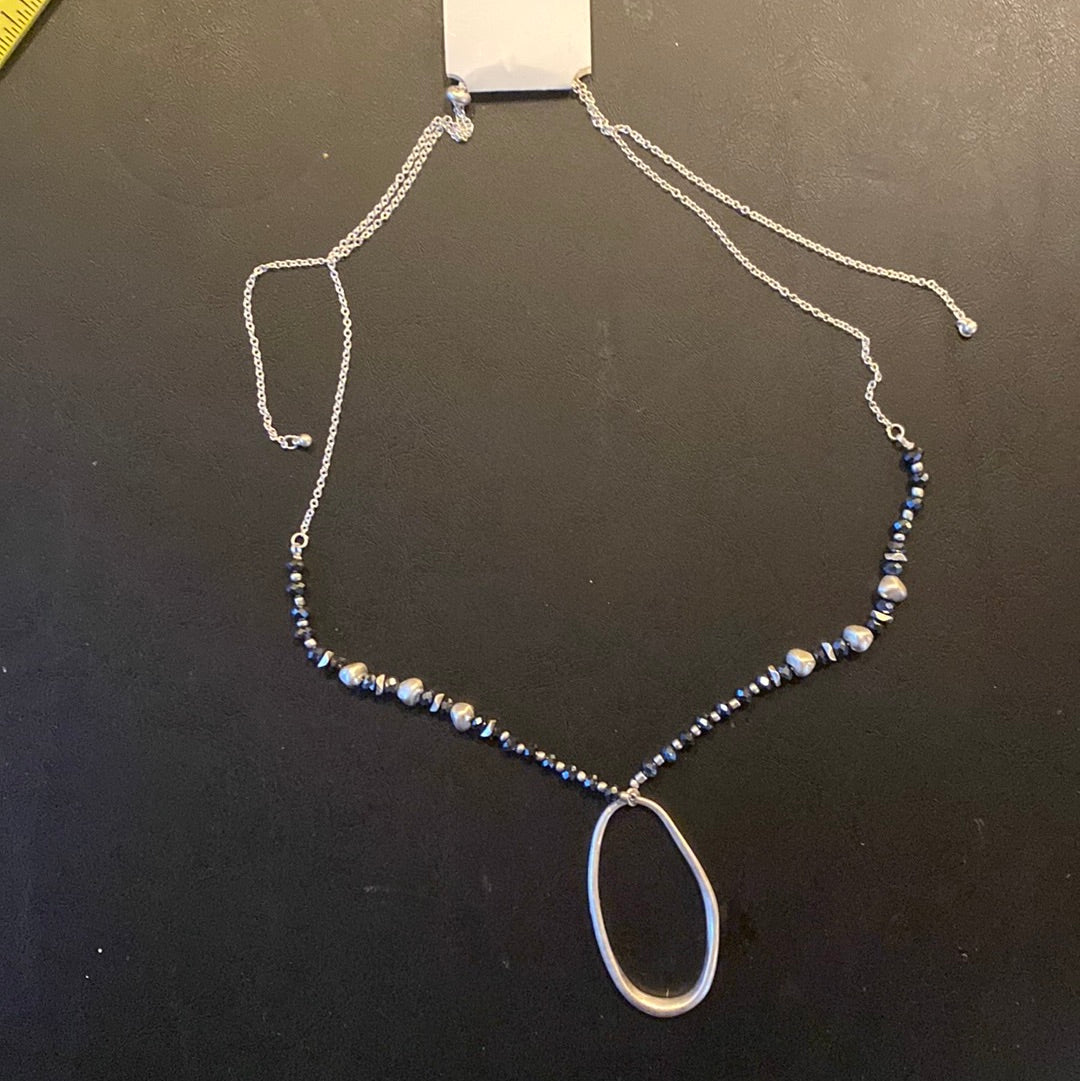 MK- Midnight Blue and Silver Fashion Necklace (Gina B’s)