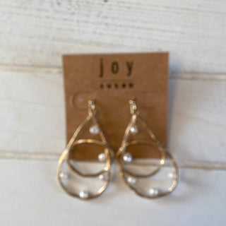 Joy - Gold Teardrop Pearled Earrings (Gina B’s) - All About Me Boutique