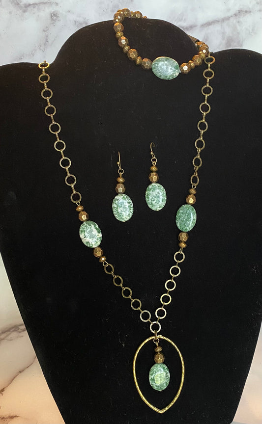 Seasons - Green Stone Antique Copper Jewelry (Gina B's)